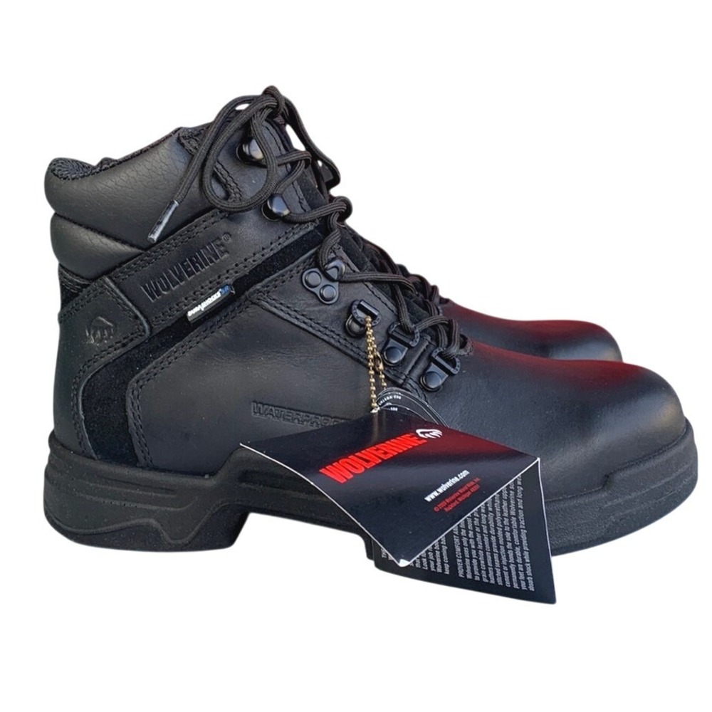 Wolverine DuraShocks Work Boots Mens 8M Black Leather Safety Utility Combat NWT